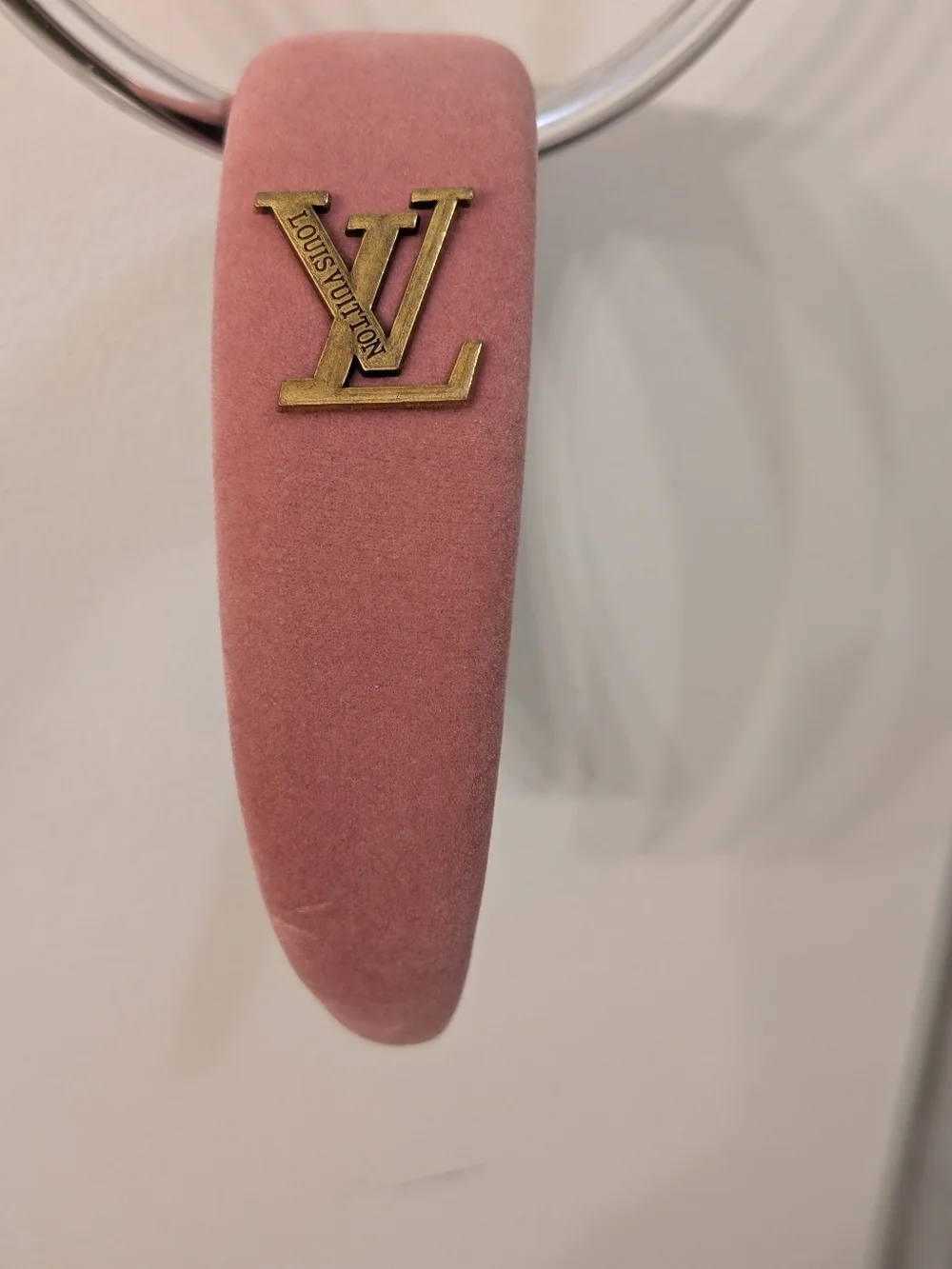 Louis Vuitton Pink Velvet Logo Headband